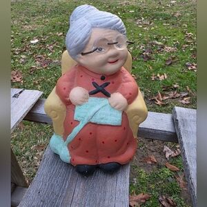 Grandma Knitting Garden Statue